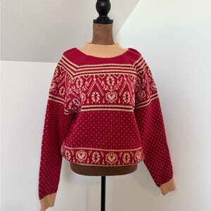 Vestique Red and Tan Patterned Sweater